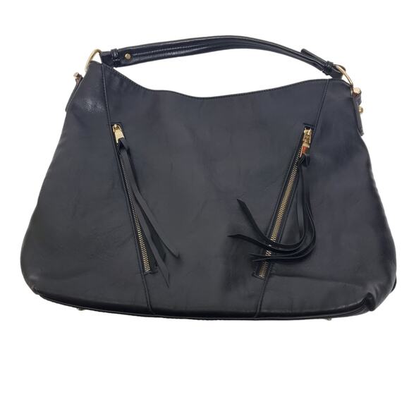 Large Vegan Leather Fringe Shoulder Bag with Lots of Pockets - Picture 1 of 8